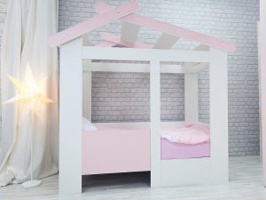 Кровать детская Теремок без ящика розовая
