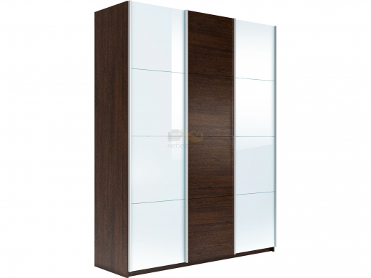 Шкаф-купе Прайм 3-х дверный 1800 два Стекла Белые/ДСП Венге