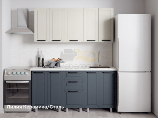 Кухонный гарнитур Лилия 1600 мм Керамика/Сталь